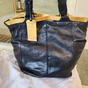 Jimmy Choo Hobo Real Leather Black and Gold Women's Shoulder Bag